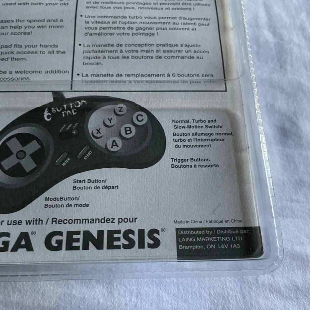 Genesis 6-Button Controller - Classic Black Gaming Pad Sealed Vintage